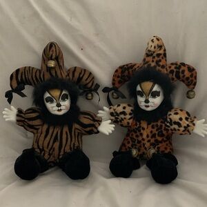 Leopard and Tiger Patterned Jester Dolls